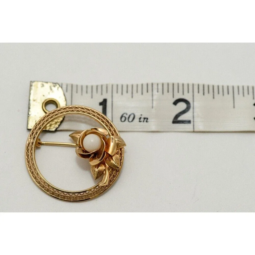 Vintage Rolyn INC Rose art deco pin brooch 1/20 12K Gold Filled Mid Century